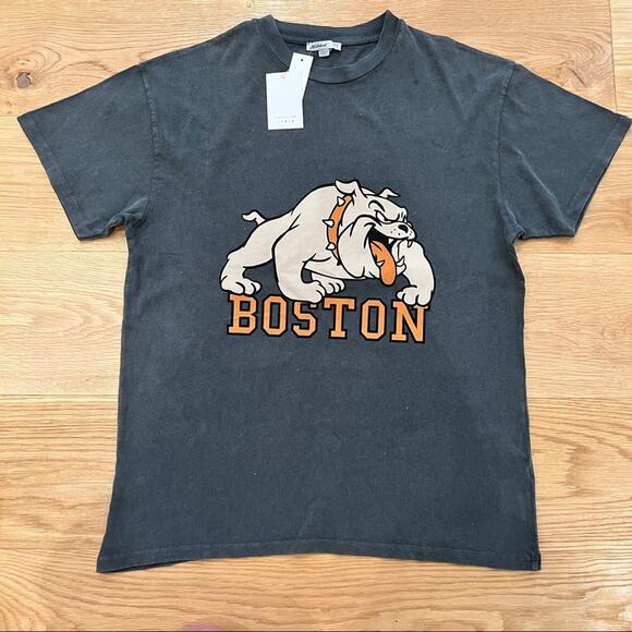 Subdued Boston Bulldog Crew Neck Short Sleeve Tee in Marbled Black Gray Unisex - Picture 1 of 6